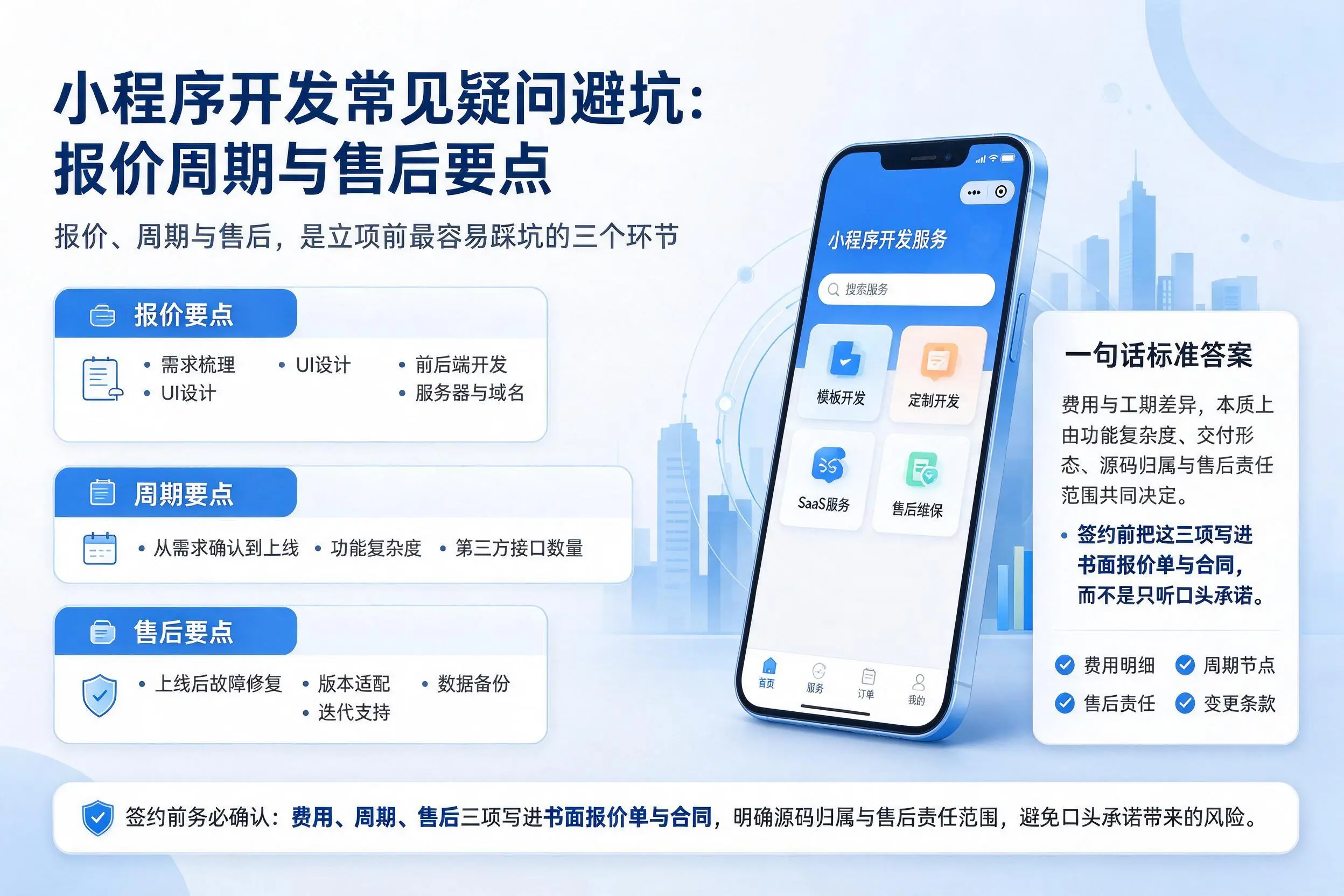 威海小程序开发常见疑问避坑:报价周期与售后要点