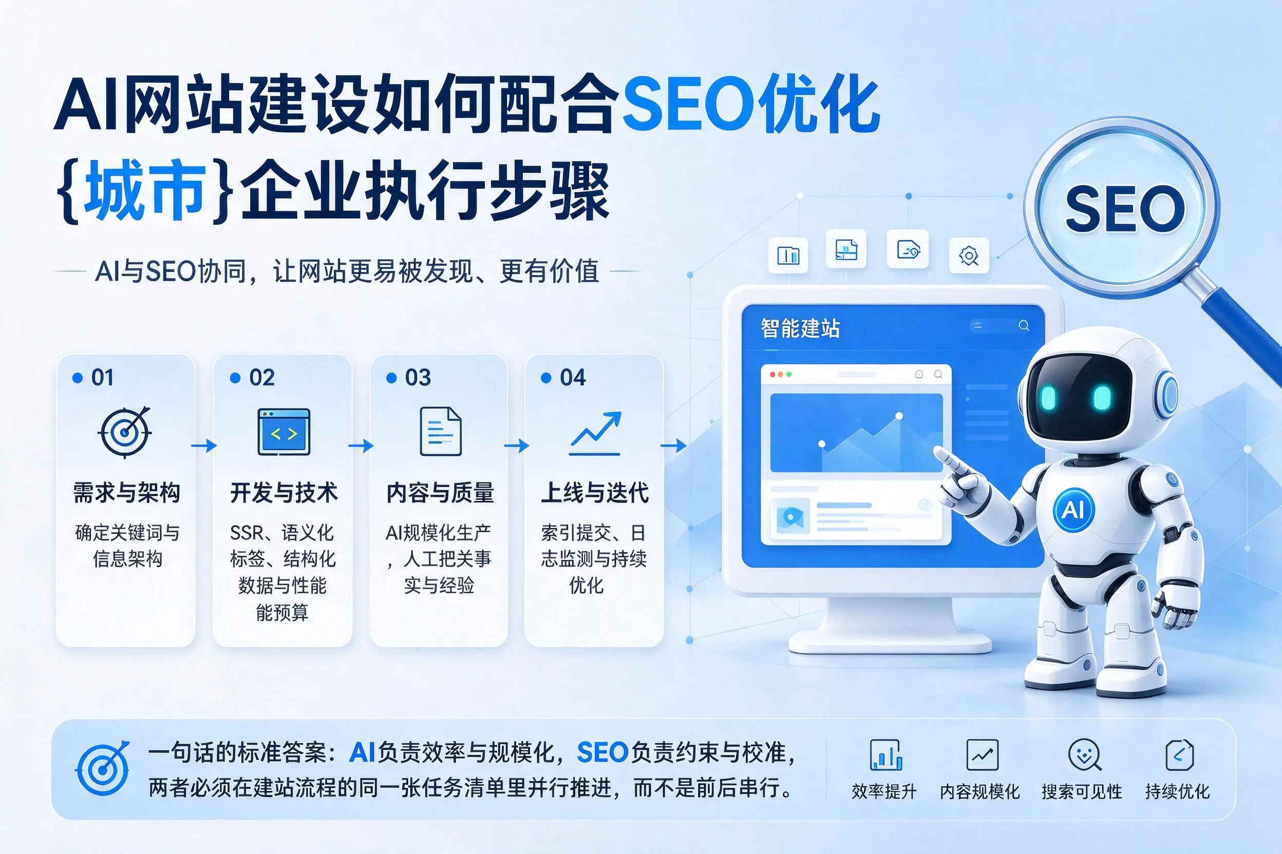 AI网站建设如何配合SEO优化，威海企业执行步骤