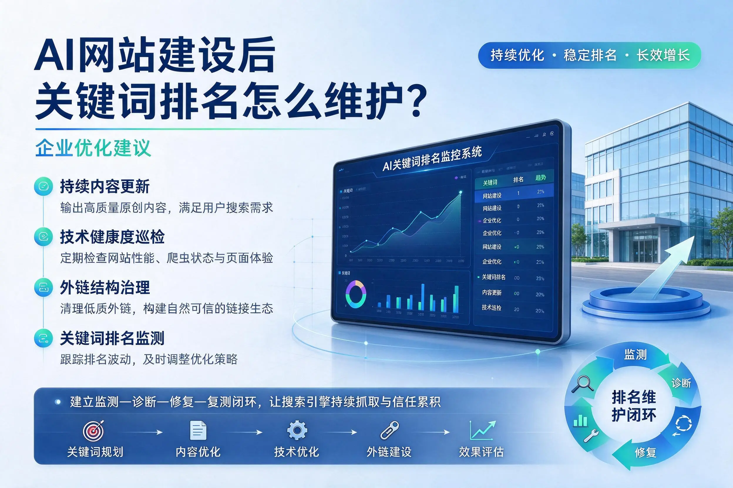 AI网站建设后关键词排名怎么维护？威海企业优化建议