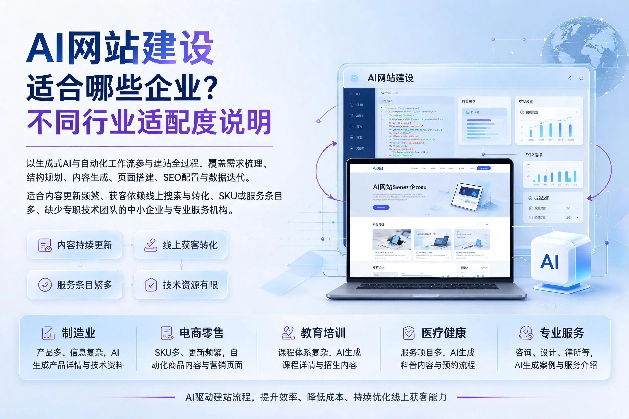 AI网站建设适合哪些企业?威海不同行业适配度说明